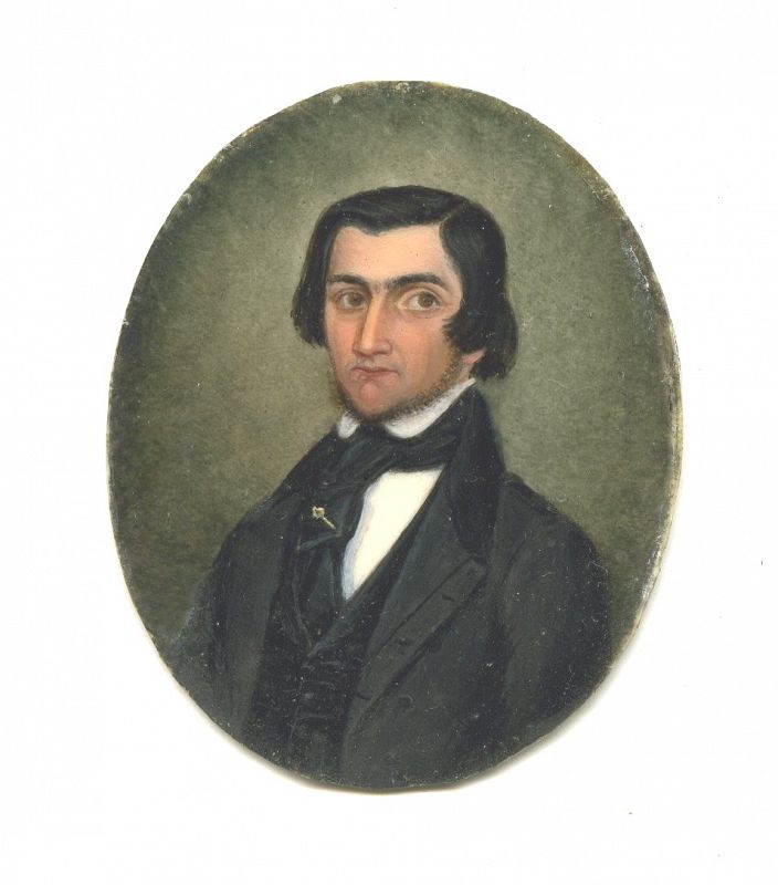 Portrait Miniature of Bewhiskered Man c1845