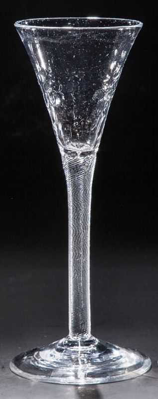 Georgian Antique Incised Twist Wine Glass c1750