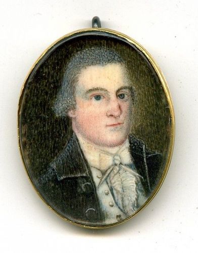 Extremely Rare Ebenezer Mack American Miniature Portrait c1785