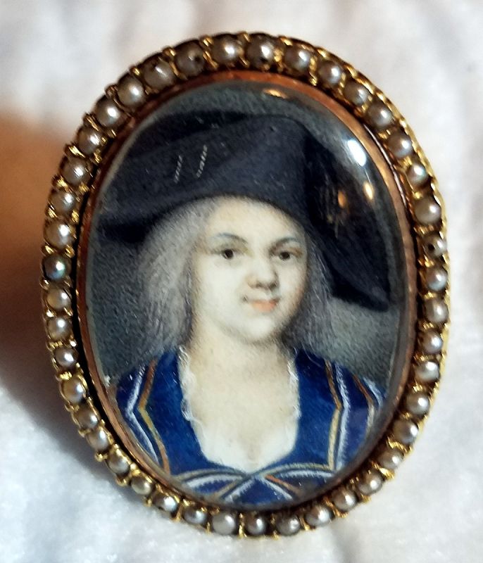Charming French Portrait Miniature Ring c1790