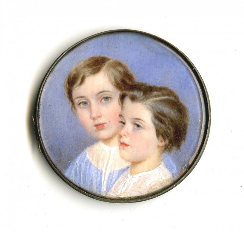 William Egley Portrait Miniature of Two Children c1840