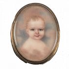 American Portrait Miniature of Young Child c1850