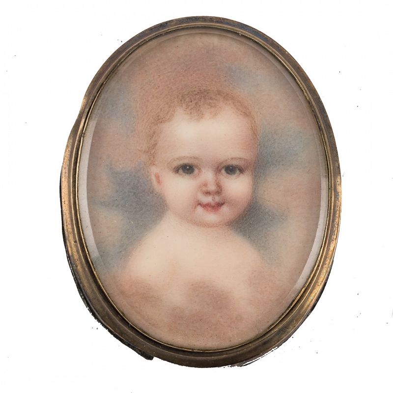 American Portrait Miniature of Young Child c1850