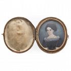 American Miniature Painting of Young Woman c1830