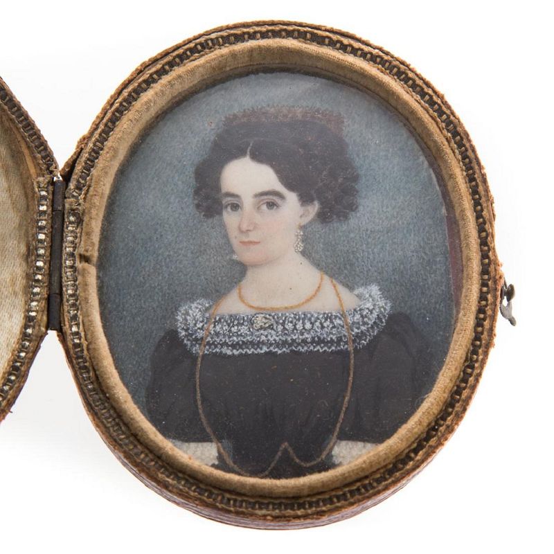 American Miniature Painting of Young Woman c1830