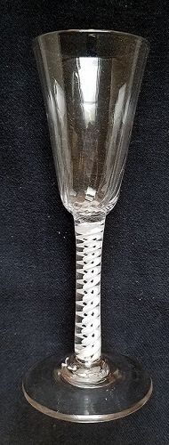 Antique English Opaque Twist Wine Glass c1765