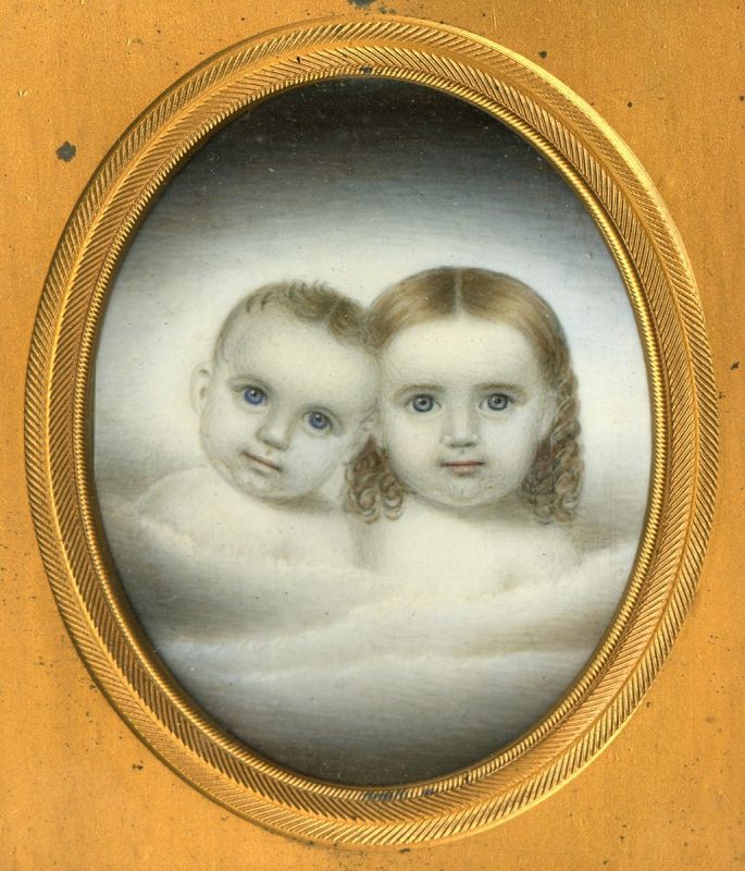 Mrs. Moses B. Russell (Clarissa Peters) Double Miniature c1845