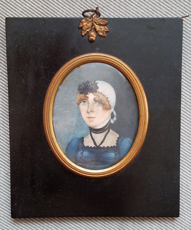 American Portrait Miniature of Young Woman c1820