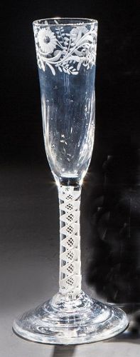 A Beautiful Antique Georgian Engish DSOT Ratafia Glass c1760