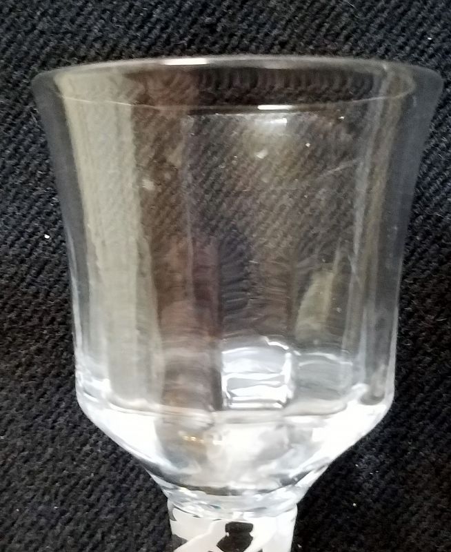 English Antique Single Series Opaque Twist Wine Glass c1760