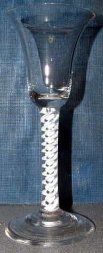 A Tall English Georgian Opaque Twist Wine Glass c1765