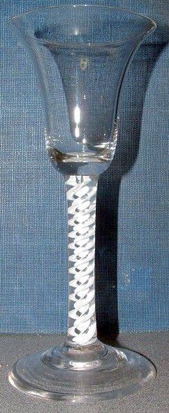 A Tall English Georgian Opaque Twist Wine Glass c1765