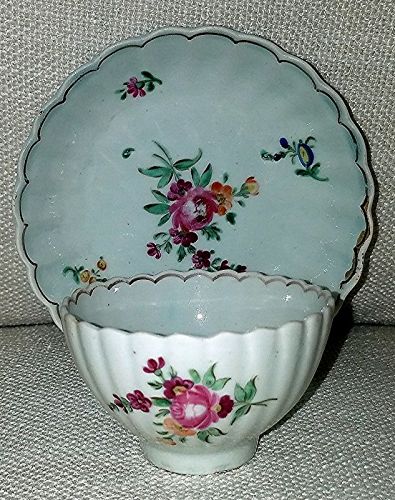 A Liverpool Porcelain Tea Bowl and Saucer c1780