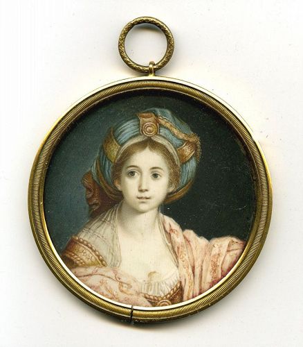 A Fine Miniature Painting after Guido Reni   c1845
