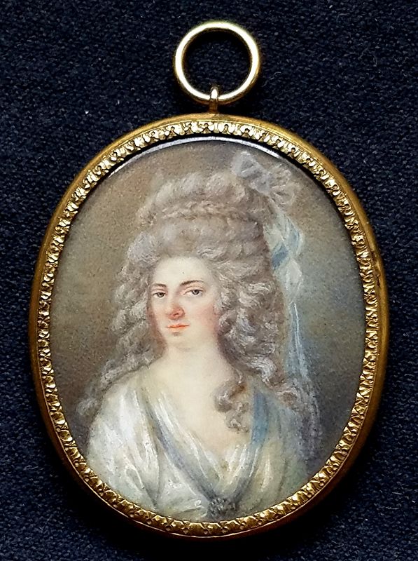 Unusual Miniature Portrait of a French Woman  c1780
