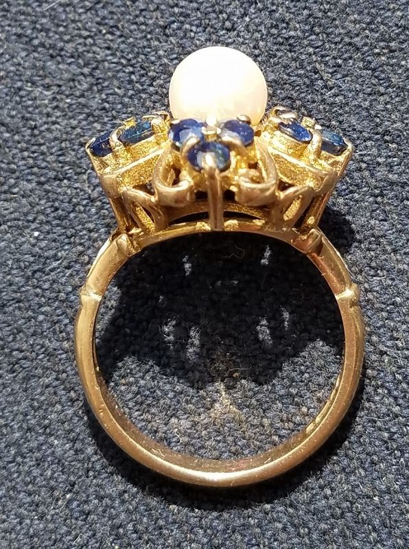 Stunning Edwardian Sapphire and Pearl Ring c1910