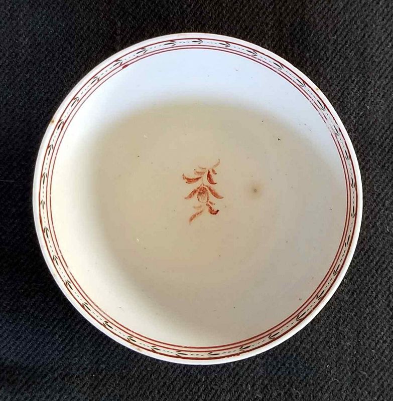 Lowestoft Mandarin Green Window Tea Bowl and Saucer c1770