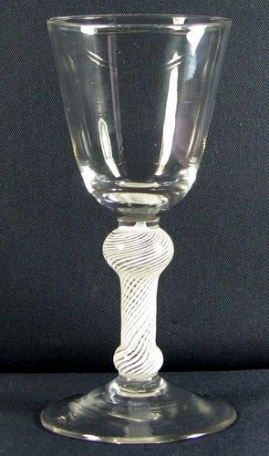 Rare Opaque Twist Antique English Wine Goblet c 1765