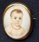 A Sweet Miniature Portrait of a Young Child c1840