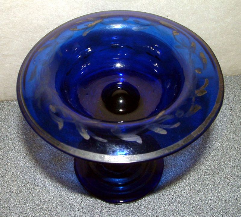 Continental Cobalt Glass Salt or Sweetmeat c1780