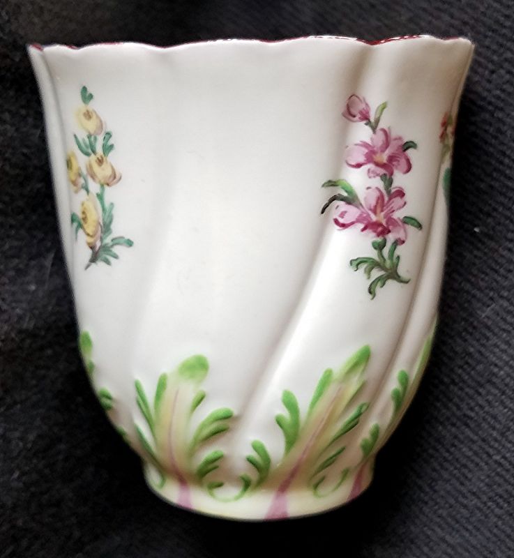 Superb Chelsea Spiral Molded Scolopendrium Cup/Saucer  c1754