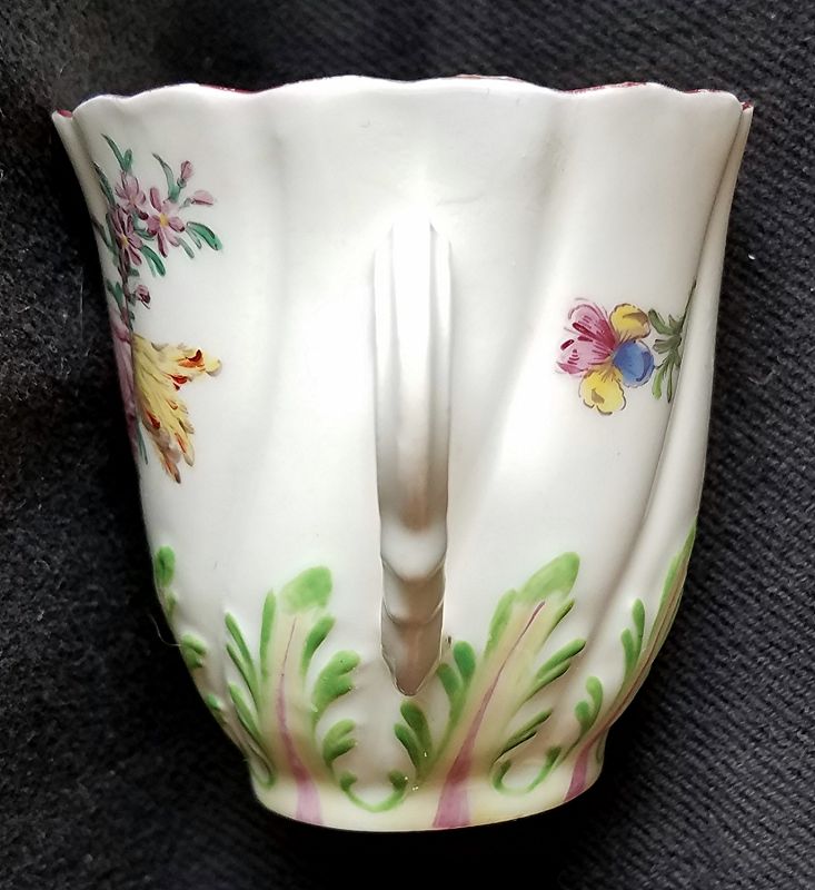 Superb Chelsea Spiral Molded Scolopendrium Cup/Saucer  c1754