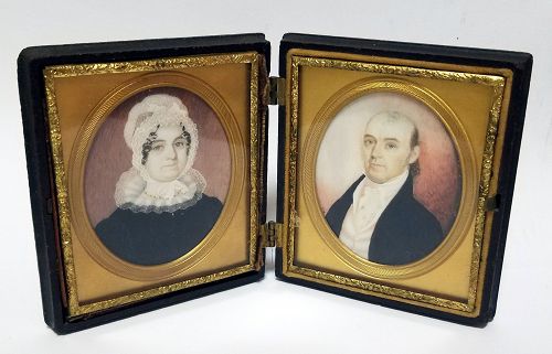 Rare Pair of  American Miniature Portrait by John S. Porter  c1824