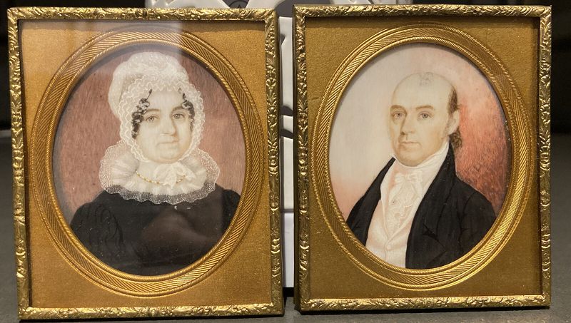 Rare Pair of  American Miniature Portrait by John S. Porter  c1824