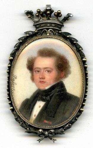 Signed Miniature Portrait by Gabriel Passot c1840