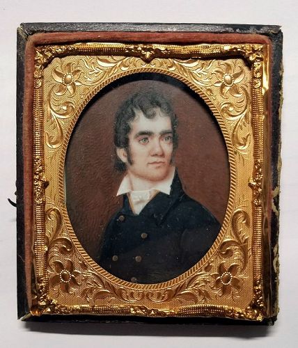 Striking Portrait Miniature by Anson Dickinson c1814