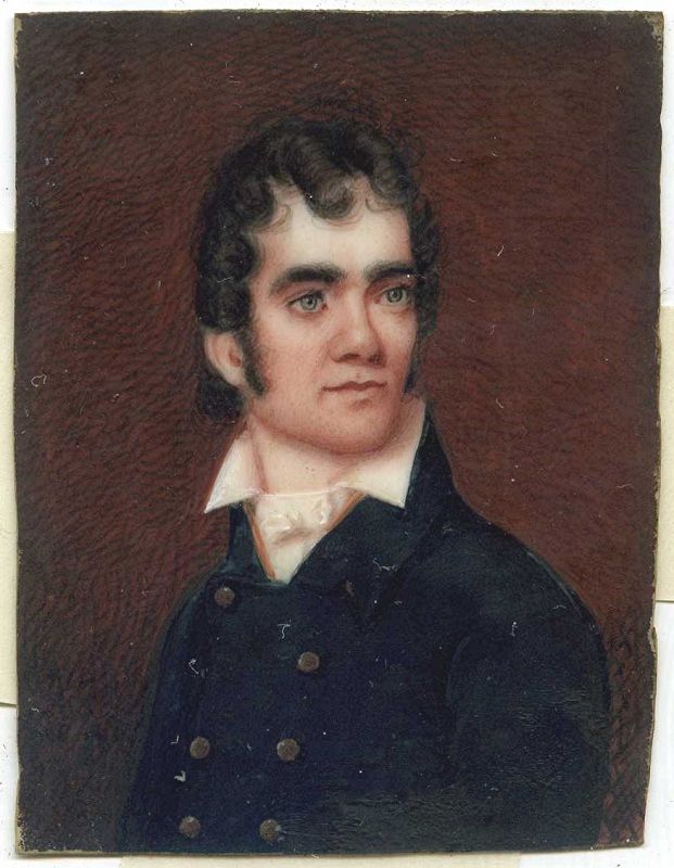 Striking Portrait Miniature by Anson Dickinson c1814