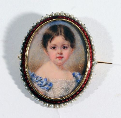 A Charming Melanie Bost Miniature of a Child c1840