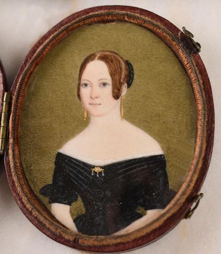 A Rare American Pamelia Hill Portrait Miniature c1835