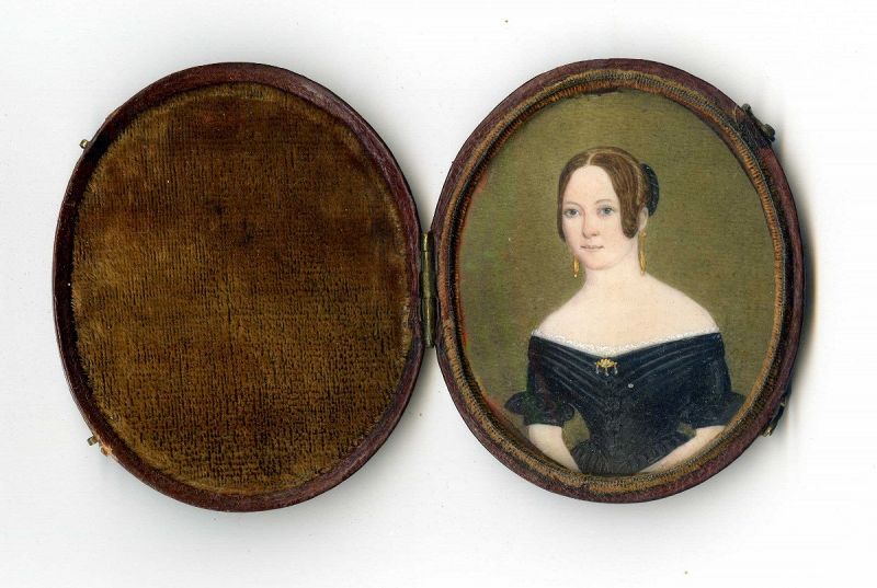 A Rare American Pamelia Hill Portrait Miniature c1835
