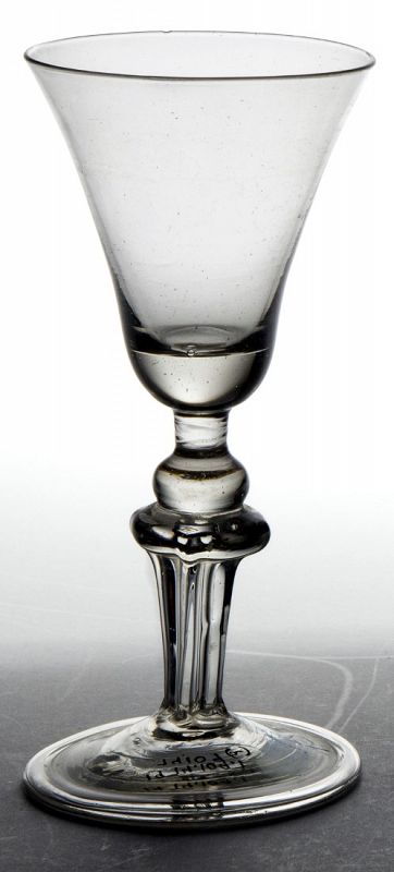 Georgian Molded Pedestal Stem Wine Glass c1720