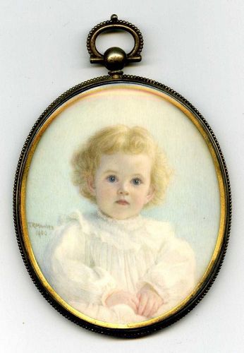 Thomas Manley Portrait Miniature of Beautiful Young Child c1900