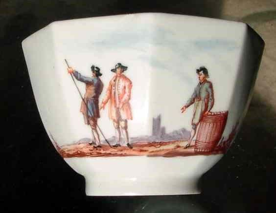 Chelsea Raised Anchor Octagonal Tea Bowl c1753