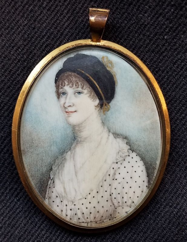 A Striking English Miniature Portrait of a Woman c1795