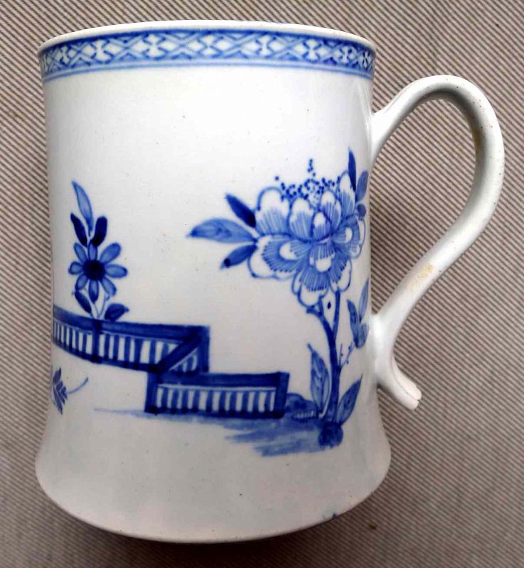 Rare Scratch Cross Worcester Tankard c1753