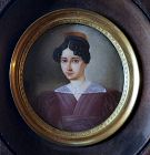 French Miniature Portrait of an Attractive Young Woman c1830