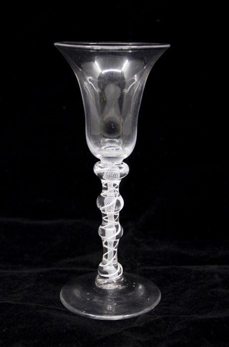 Extremely Rare Four Knop Antique English Opaque Twist Wine Glass c1765