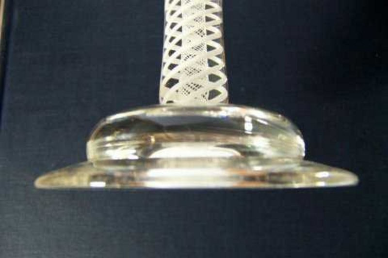 Elegant Opaque Twist Cordial Glass, Helmet Foot; c 1765