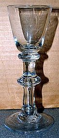 Triple Knopped Balustroid Short Cordial Glass c 1745