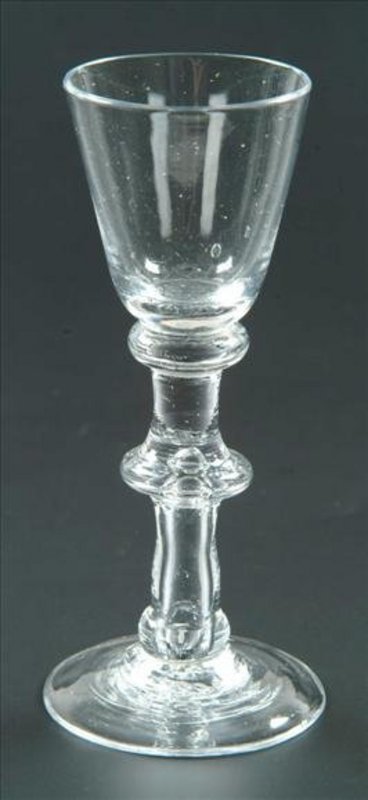 Triple Knopped Balustroid Short Cordial Glass c 1745
