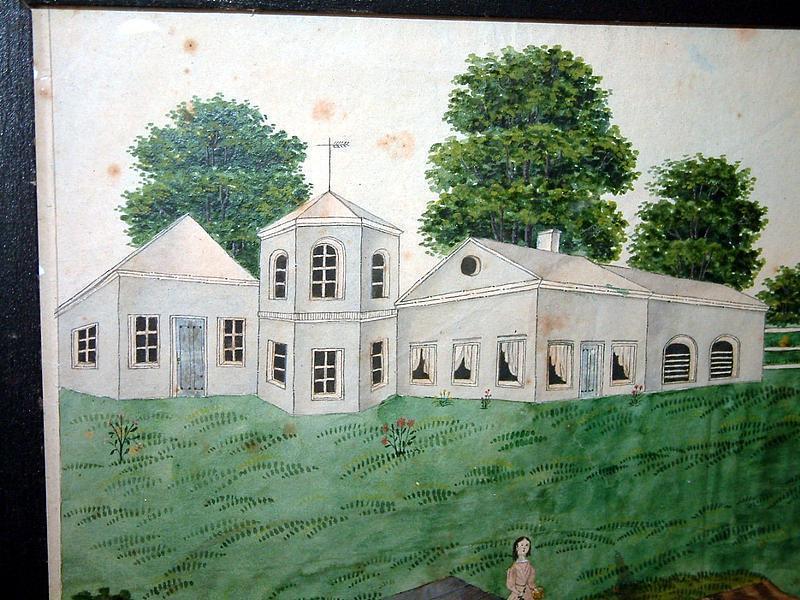 Wonderful Farm Scene with Figure Lancaster PA  C 1845
