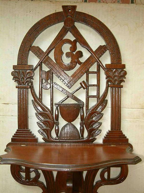 Elaborately Carved American Masonic Shelf; C 1860