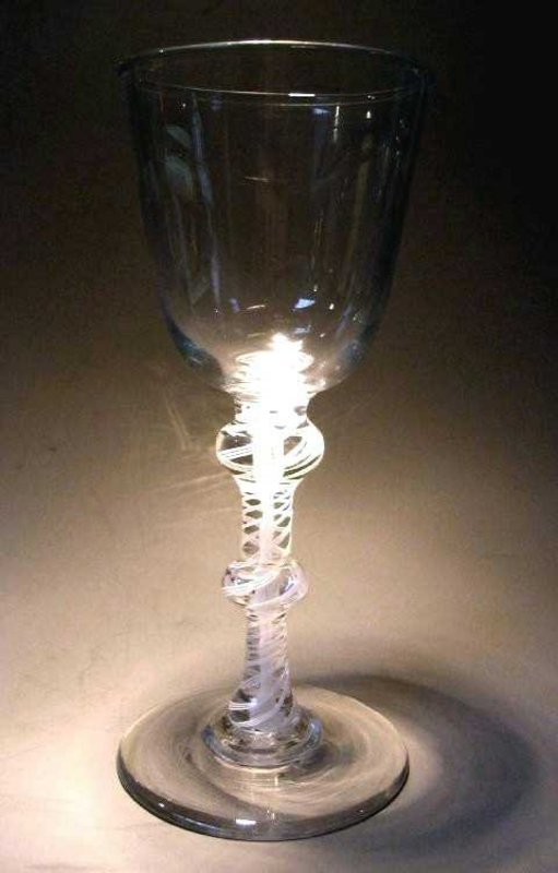 Antique Wine Glasses Set of 6 Opaque Twists C 1765