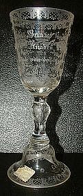 Large Engraved Glass Goblet; C 1876
