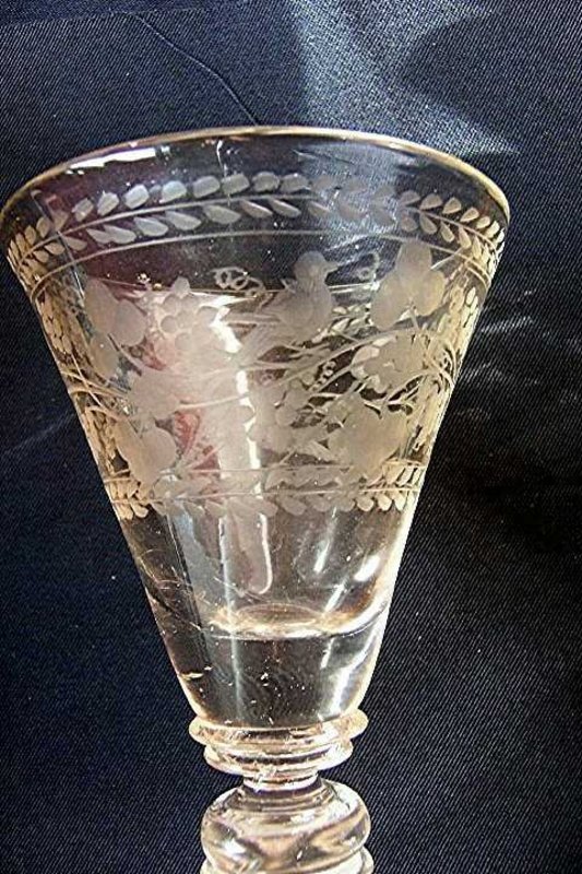 Very Fine Engraved Baluster Wine Goblet  C 1750