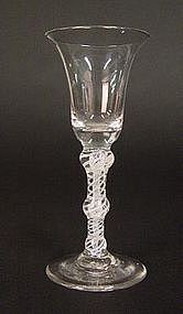Superb Triple Knop DSOT English Wine Glass, c 1765